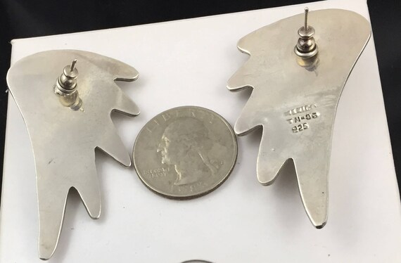 Earrings Taxco Mexico Solid Sterling Silver Wings… - image 5