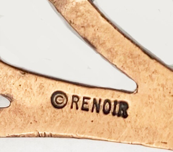 Renoir Copper Leaf Bouquet Brooch Signed Vintage - image 7