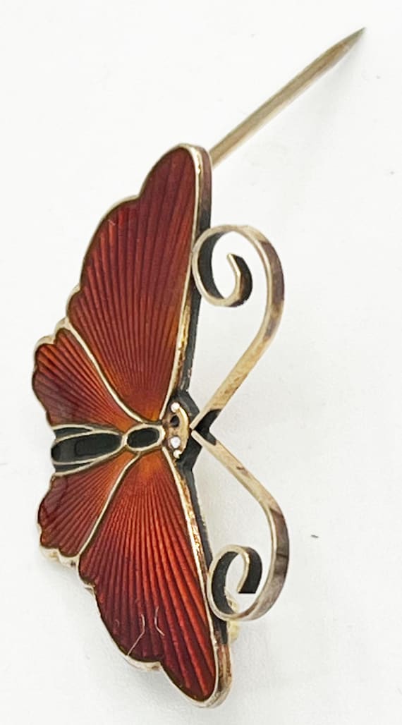 Vintage David-Andersen Red Enamel Butterfly Brooc… - image 8