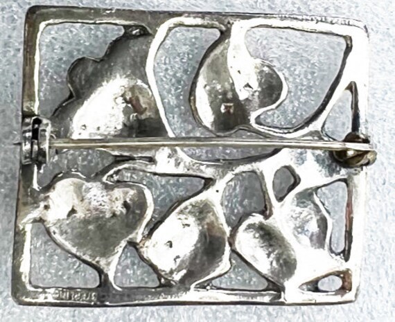 Sterling Silver Trumpet Flower Rectangular Framed… - image 8
