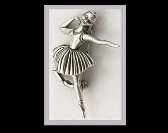 Beau Sterling Silver Ballerina Vintage Signed Brooch/Pin