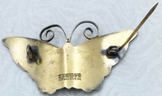 David-Andersen White Enamel Butterfly Brooch Sign… - image 8