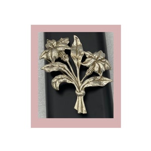 Danecraft Large Floral Cast Solid Sterling Silver Brooch Repurpose Broken Clasp Vintage
