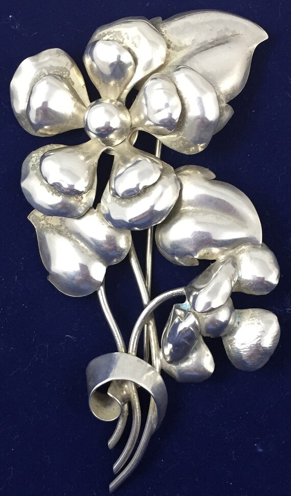 Large Rose  Floral Solid  and Dramatic Sterling S… - image 2