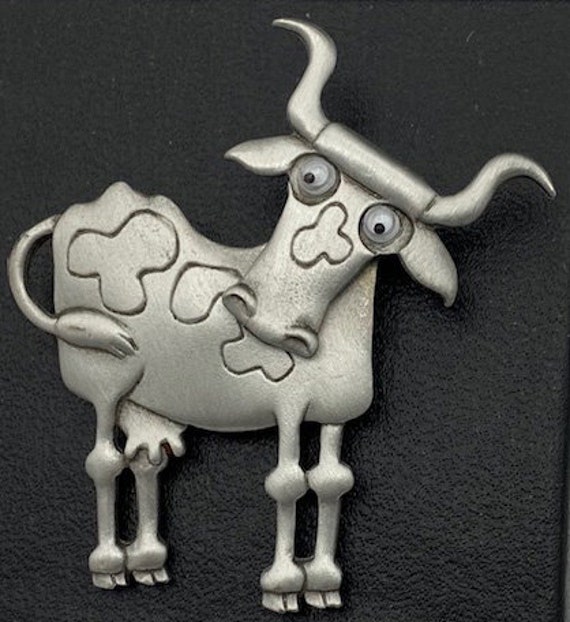 Pewter Cow Brooch by JJ Jonette - image 10