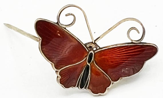 Vintage David-Andersen Red Enamel Butterfly Brooc… - image 9