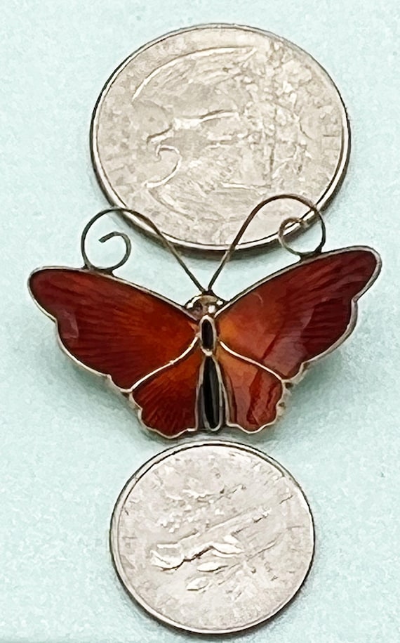 Vintage David-Andersen Red Enamel Butterfly Brooc… - image 3