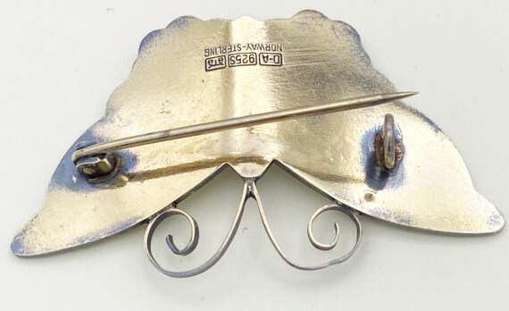 David-Andersen White Enamel Butterfly Brooch Sign… - image 7