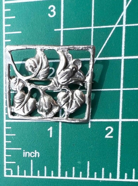Sterling Silver Trumpet Flower Rectangular Framed… - image 2