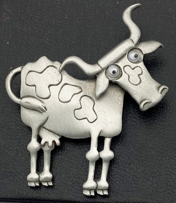 Pewter Cow Brooch by JJ Jonette - image 2