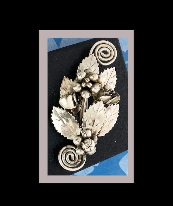 Hobe Floral Brooch Sterling Silver Signed Vintage… - image 1