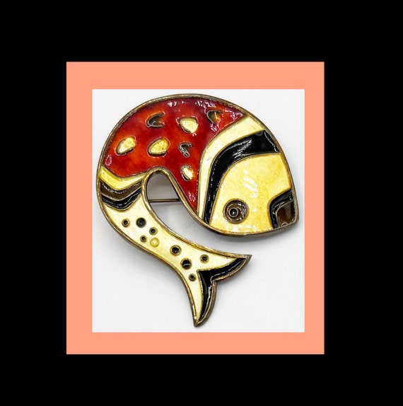 David-Andersen Bright enameled Fish Brooch. Vinta… - image 1