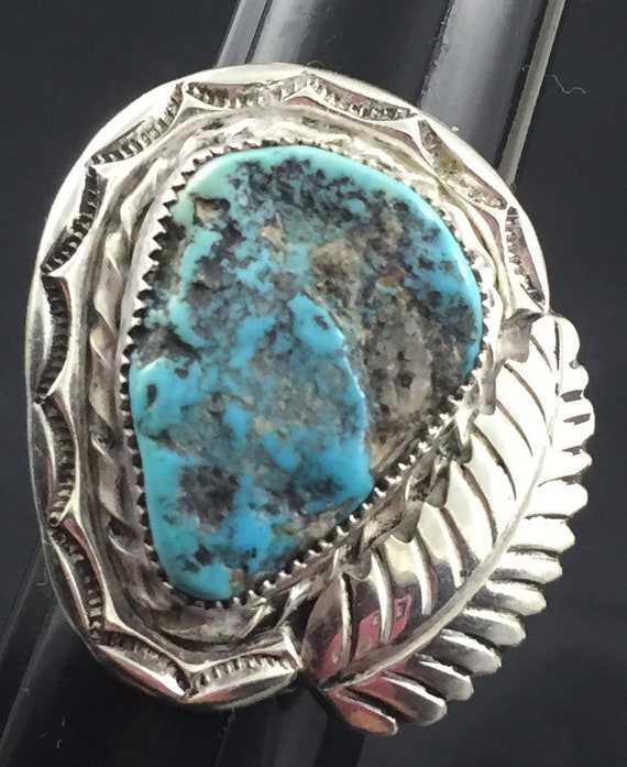 Vintage Old Pawn Blue Nugget  Turquoise ring. Nat… - image 2