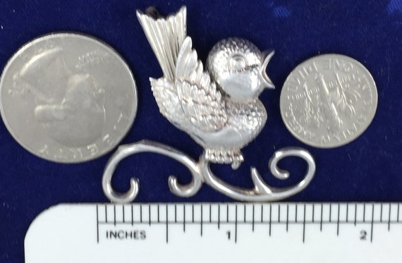 LANG  Baby Song Bird Pin Brooch  Sterling Silver … - image 3