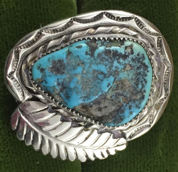 Vintage Old Pawn Blue Nugget  Turquoise ring. Nat… - image 5