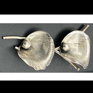 Beau Sterling Silver Floral Brooch, signed