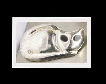 Mexican Cat Brooch  Solid 3 dimensional Sterling Silver