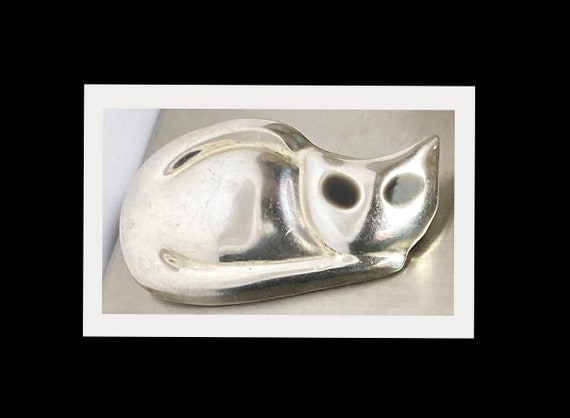 Mexican Cat Brooch  Solid 3 dimensional Sterling … - image 1