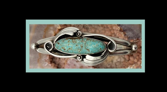 Signed Heavy Native American Spiderweb Turquoise Sterling Silver Bracelet Signed Heavy Native American Spiderweb Turquoise Sterling Silver Bracelet