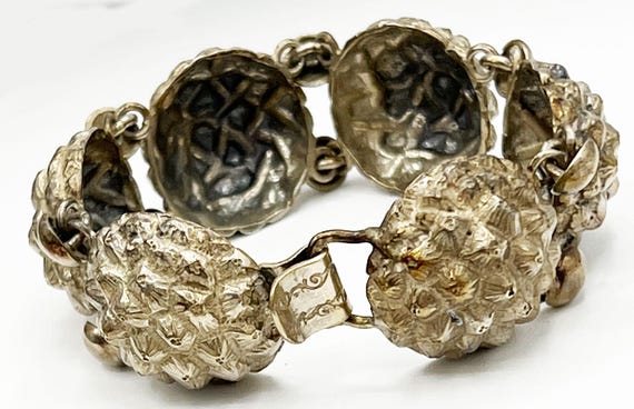 CINI Sterling Silver Repousse Pinecone Link Brace… - image 10