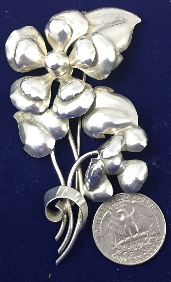 Large Rose  Floral Solid  and Dramatic Sterling S… - image 3
