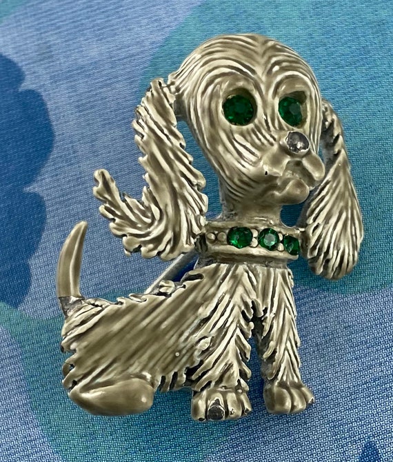 GERRYS Vintage Poodle Dog Pin with Green Rhinesto… - image 7