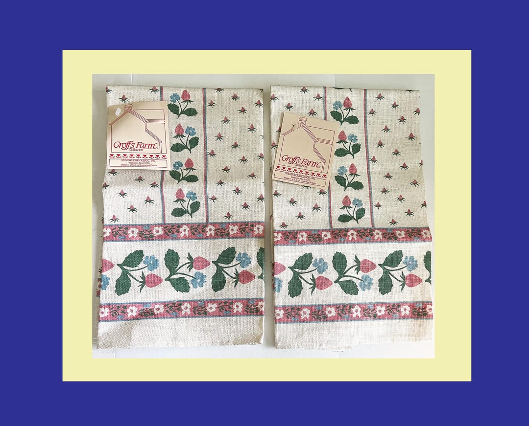 Steven Linens Pair Strawberry Linen Tea Towels. Stevens Linen. Vintage. - Etsy