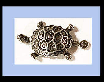 Turtle or Tortoise Charm. Sterling Silver, 3 Dimensional. Vintage