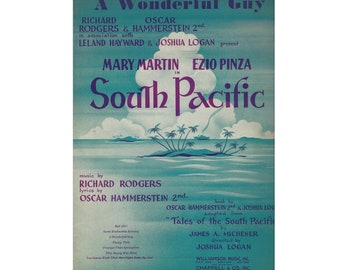 Vintage Sheet Music  &quot;A Wonderful Guy&quot; from South Pacific 1949. very good condition.