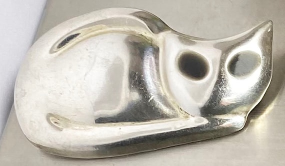 Mexican Cat Brooch  Solid 3 dimensional Sterling … - image 10
