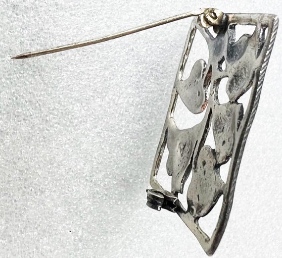 Sterling Silver Trumpet Flower Rectangular Framed… - image 6