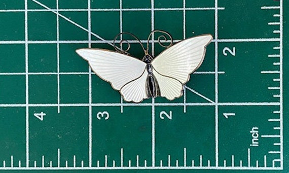 David-Andersen White Enamel Butterfly Brooch Sign… - image 2
