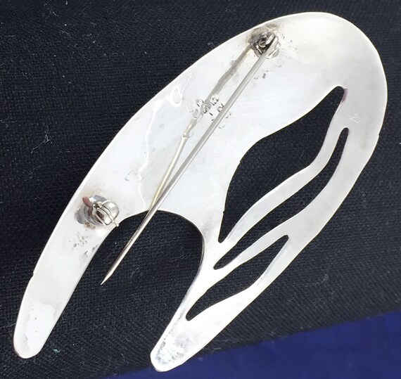 Mexican Vintage Sterling Silver MODERNIST Brooch - image 3