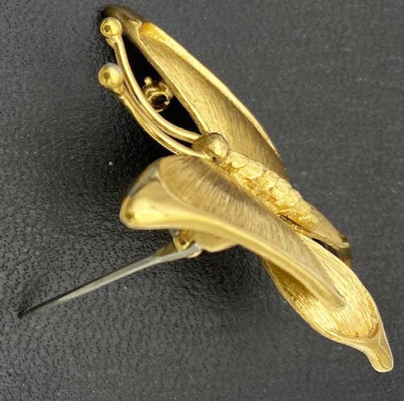 Monet Vintage Gold Tone Butterfly Brooch, Signed - image 5