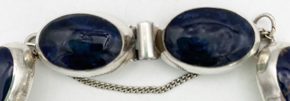 Blue Lapis Modernist Bracelet Signed Mexico - 7 l… - image 7