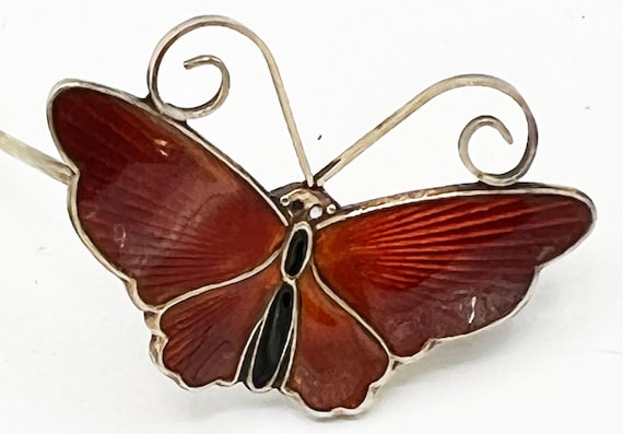 Vintage David-Andersen Red Enamel Butterfly Brooc… - image 4