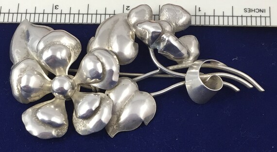 Large Rose  Floral Solid  and Dramatic Sterling S… - image 4