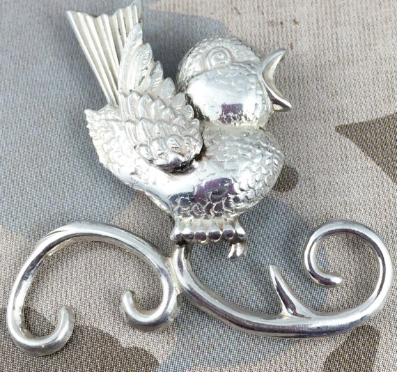 LANG  Baby Song Bird Pin Brooch  Sterling Silver … - image 8
