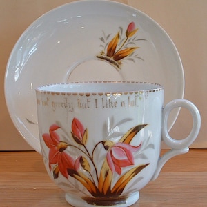 Old vintage/antique  Hand Painted BIG Cup and Saucer