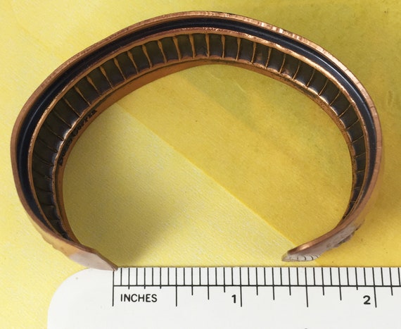Vintage Solid Copper Ribbed Cuff Bracelet - image 6
