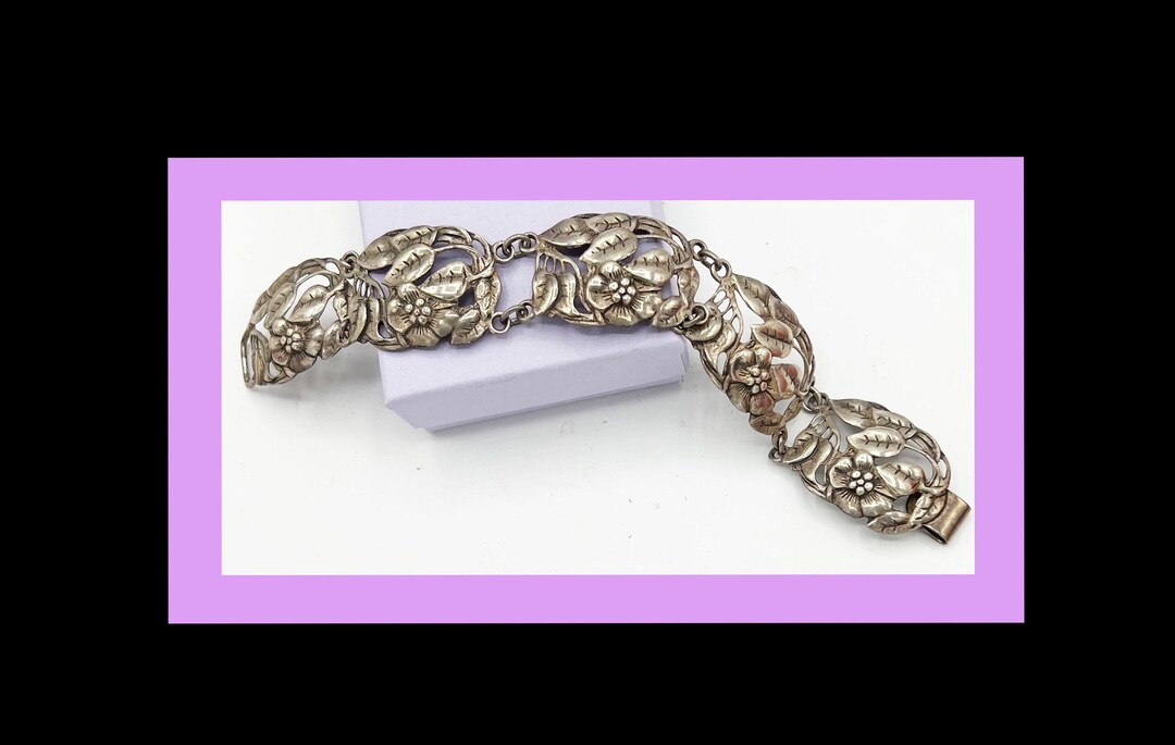 Danecraft Felch Company Sterling Floral Bracelet - 5 Links - 7 1/2 ...