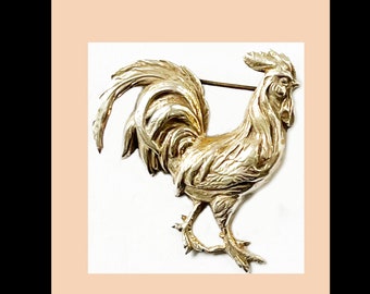 Rooster Brooch/Pin, Vintage, Signed "Sterling" No hallmark