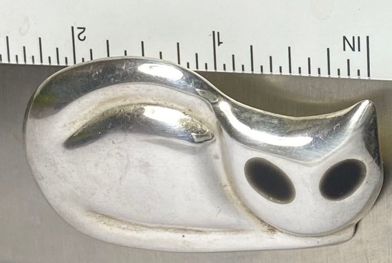 Mexican Cat Brooch  Solid 3 dimensional Sterling … - image 2