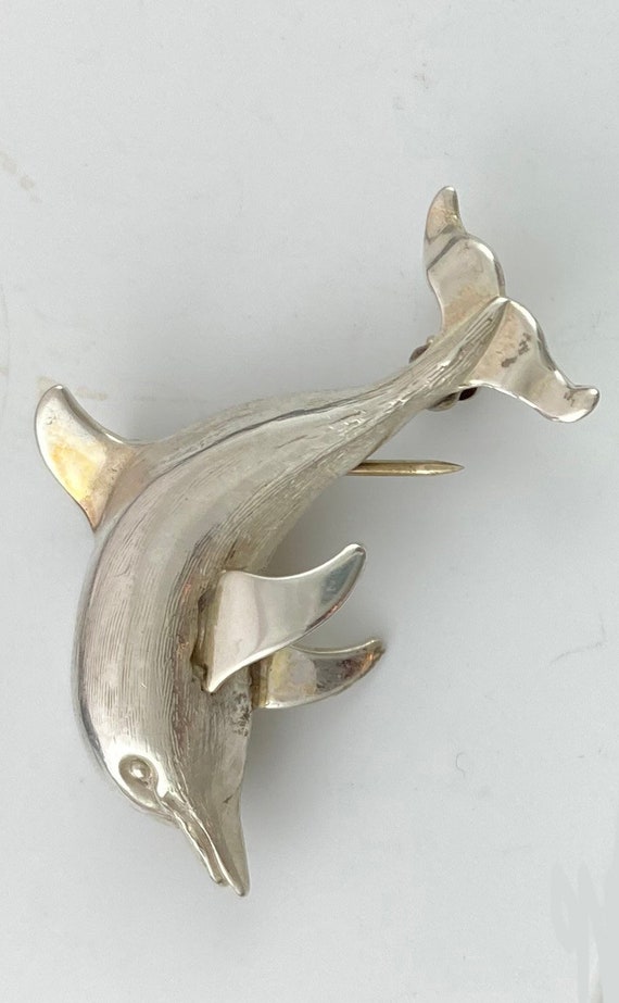 Porpoise Dolphin Pin Brooch by Beau Sterling Silv… - image 3
