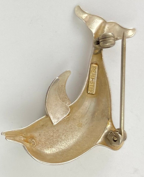 Porpoise Dolphin Pin Brooch by Beau Sterling Silv… - image 4