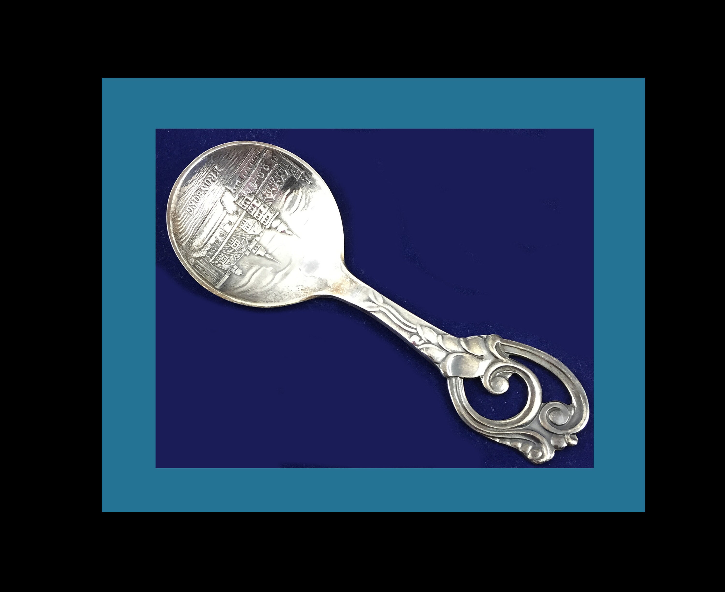 Vintage Denmark Silver Condiment Tableware Spoon KRONBORG Town
