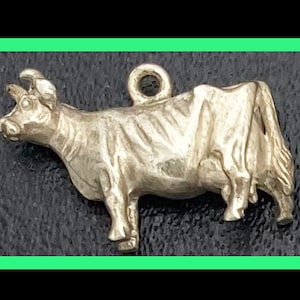 Cow Charm. solid Sterling Silver Milk Cow 3-D English Hallmark Vintage