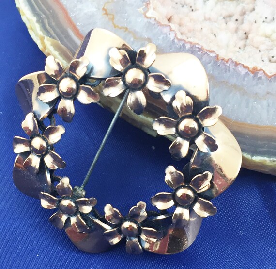 Renoir Vintage  Copper Floral Wreath Brooch/Pin s… - image 8