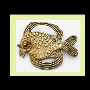 Brass Fish Brooch Alva Studios Circa 1950&#39;s