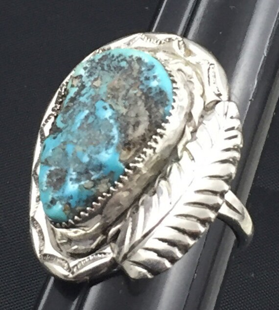 Vintage Old Pawn Blue Nugget  Turquoise ring. Nat… - image 3